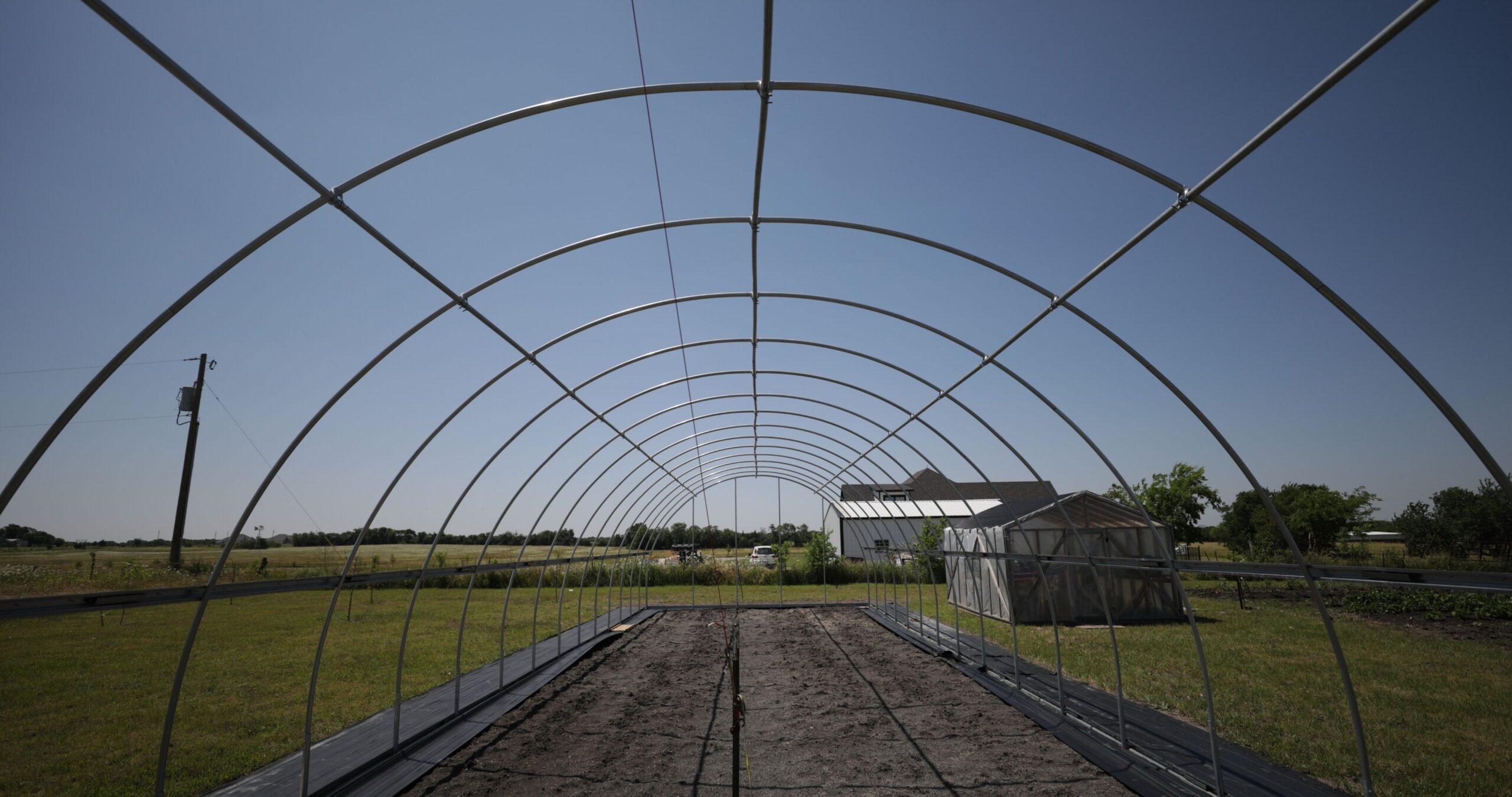 First hoops of the high tunnel