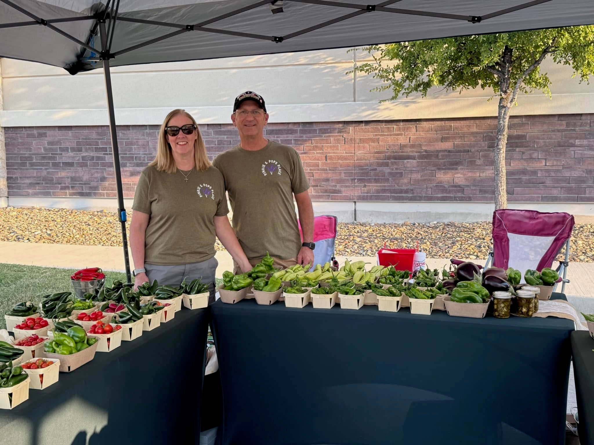 Jeff and Rhonda at their Pinkie and Pops Farmers Market Booth